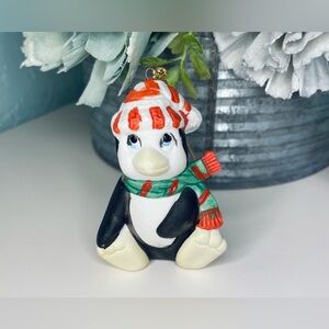 Vintage Christmas Penguin Ornament Ceramic
